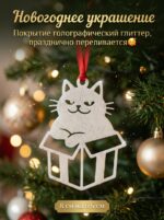 Новогоднее украшение "Милый котик в коробке"